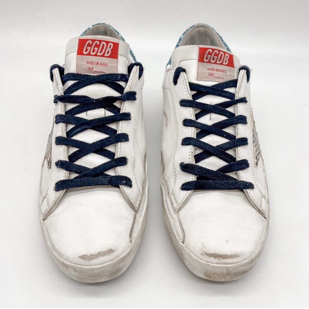 Golden Goose White Sneakers with Blue Glitter ✨ Details - Picture 3 of 12